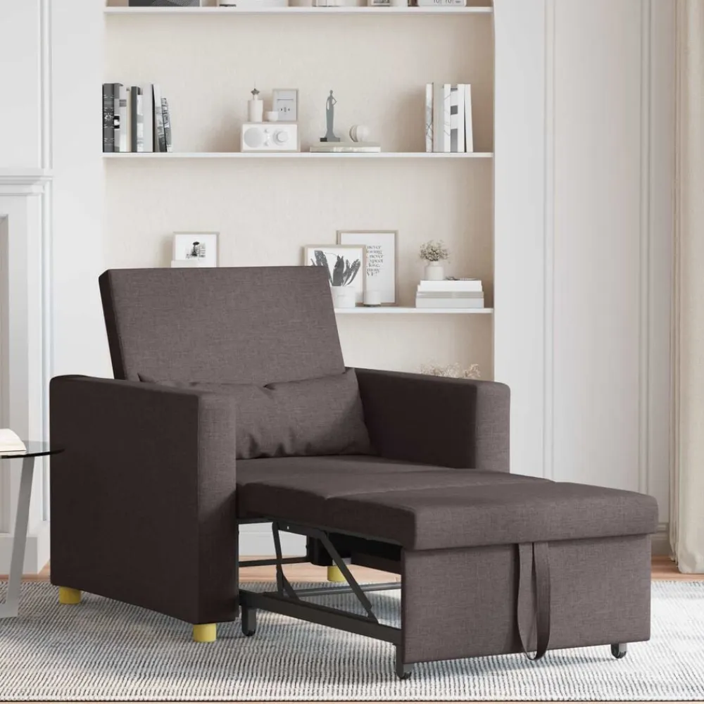 vidaXL Sillas-Cama Sofá Desplegable Individual Marrón oscuro 90 x 165 x 87 cm