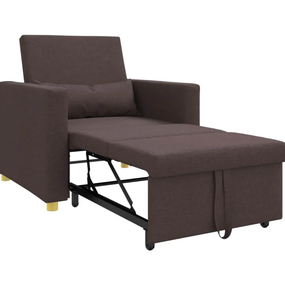 vidaXL Sillas-Cama Sofá Desplegable Individual Marrón oscuro 90 x 165 x 87 cm