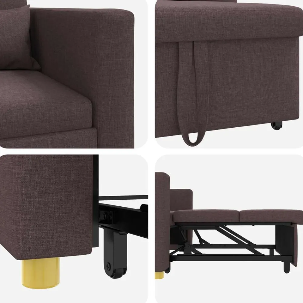 vidaXL Sillas-Cama Sofá Desplegable Individual Marrón oscuro 90 x 165 x 87 cm