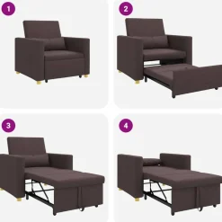 vidaXL Sillas-Cama Sofá Desplegable Individual Marrón oscuro 90 x 165 x 87 cm