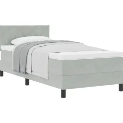vidaXL Cama tipo Box Spring 90 x 190 cm Terciopelo Gris claro Hot