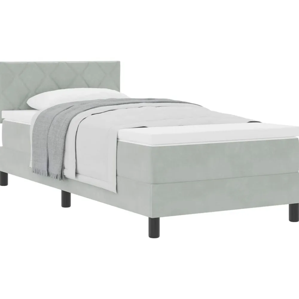 vidaXL Cama tipo Box Spring 90 x 190 cm Terciopelo Gris claro Hot