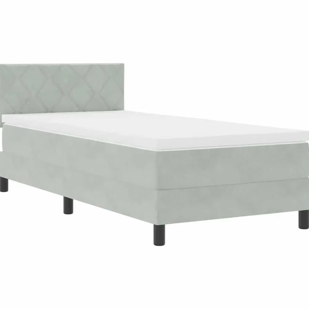 vidaXL Cama tipo Box Spring 90 x 190 cm Terciopelo Gris claro Hot