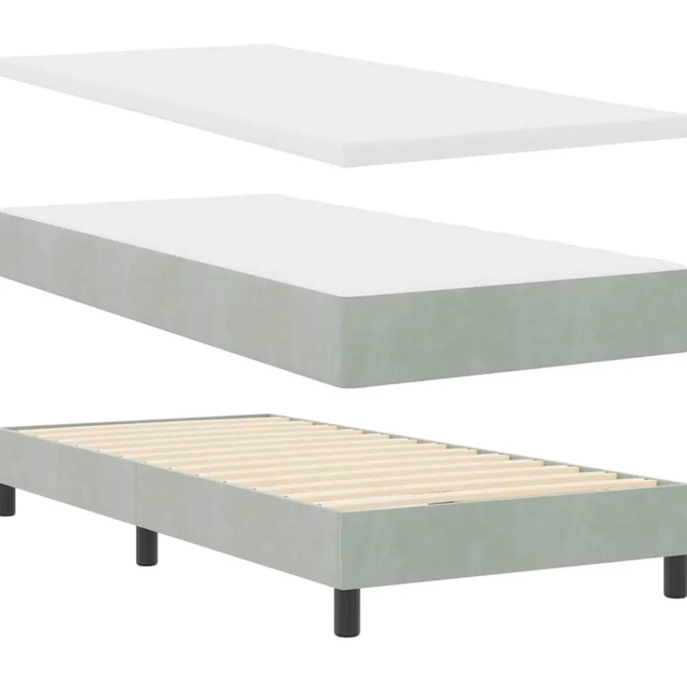 vidaXL Cama tipo Box Spring 90 x 190 cm Terciopelo Gris claro Hot
