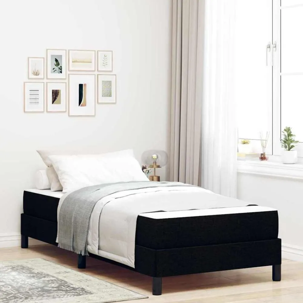 vidaXL Cama tipo Box Spring con colchón 80 x 200 cm tela Negro New