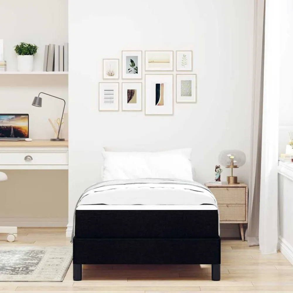 vidaXL Cama tipo Box Spring con colchón 80 x 200 cm tela Negro New
