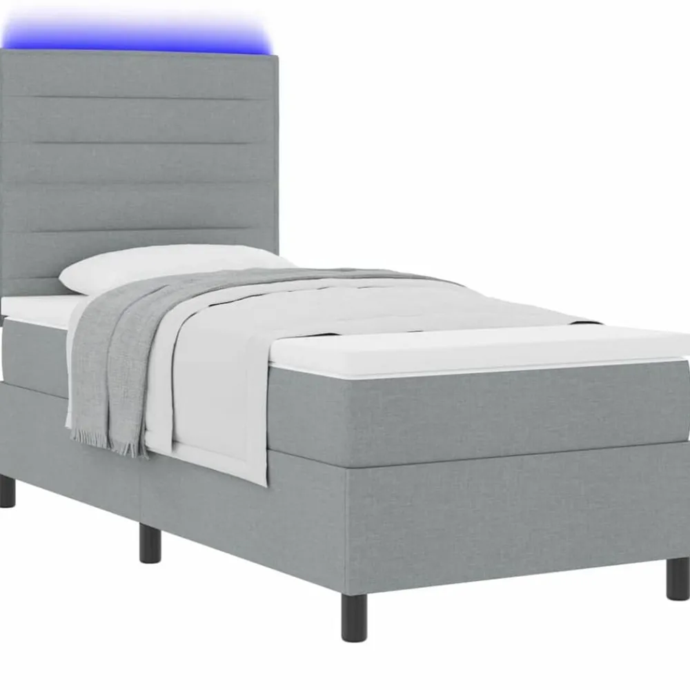 vidaXL Cama tipo Box Spring con colchón 80 x 200 cm tela Gris claro
