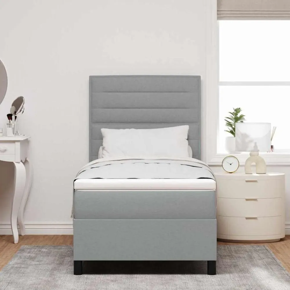 vidaXL Cama tipo Box Spring con colchón 80 x 200 cm tela Gris claro