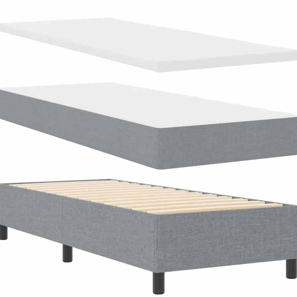 vidaXL Cama tipo Box Spring con colchón 80 x 200 cm tela Gris claro