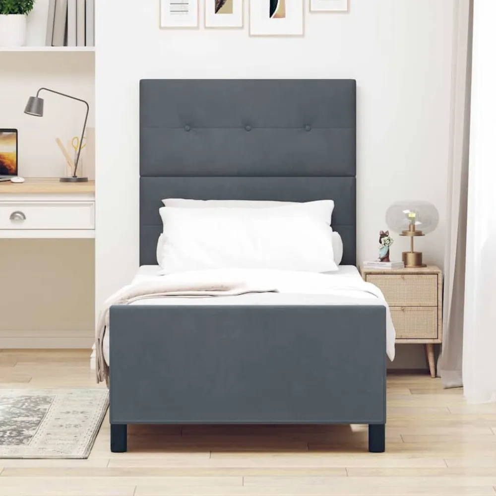 vidaXL Cama tipo Box Spring 80 x 200 cm Terciopelo Gris oscuro