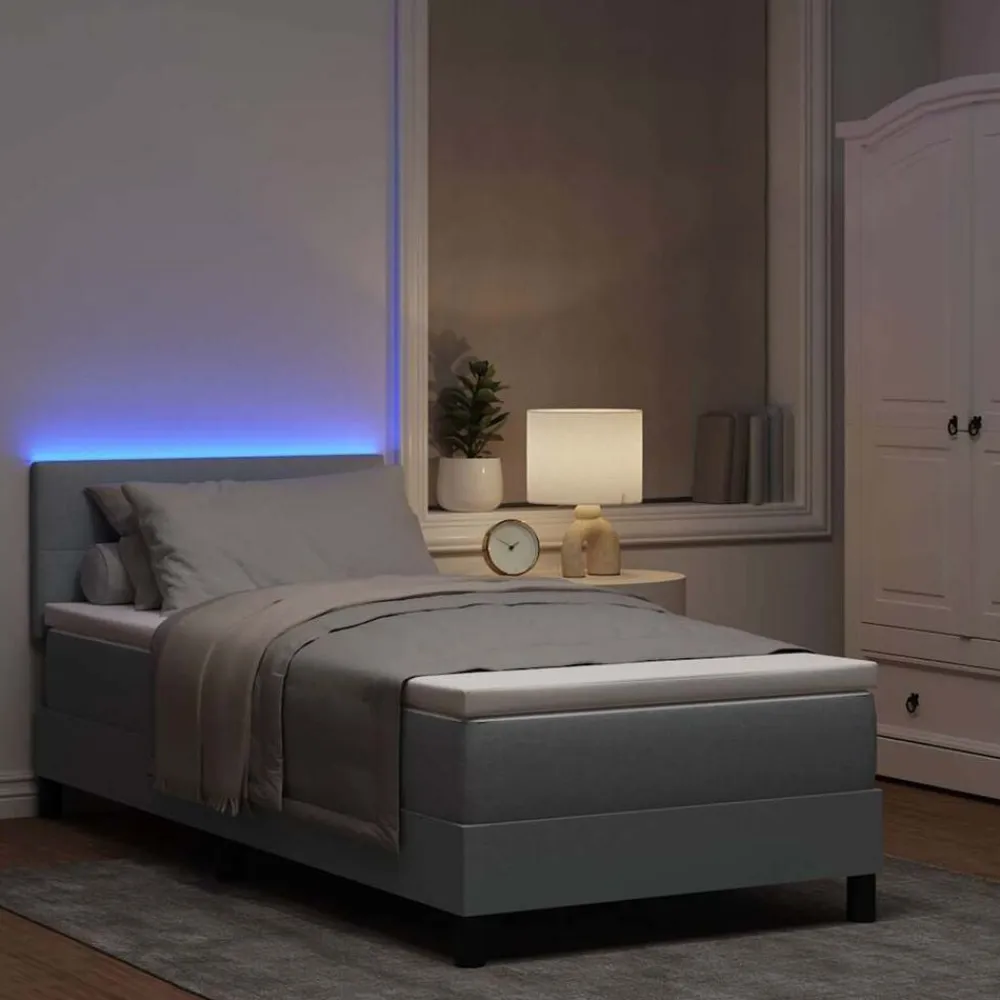 vidaXL Camas Y Accesorios-Cama tipo Box Spring con colchón 90 x 190 cm tela