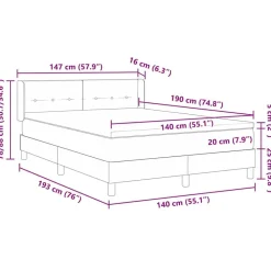 vidaXL Camas Y Accesorios-Cama tipo Box Spring con cabecera 190 x 140 cm Terciopelo