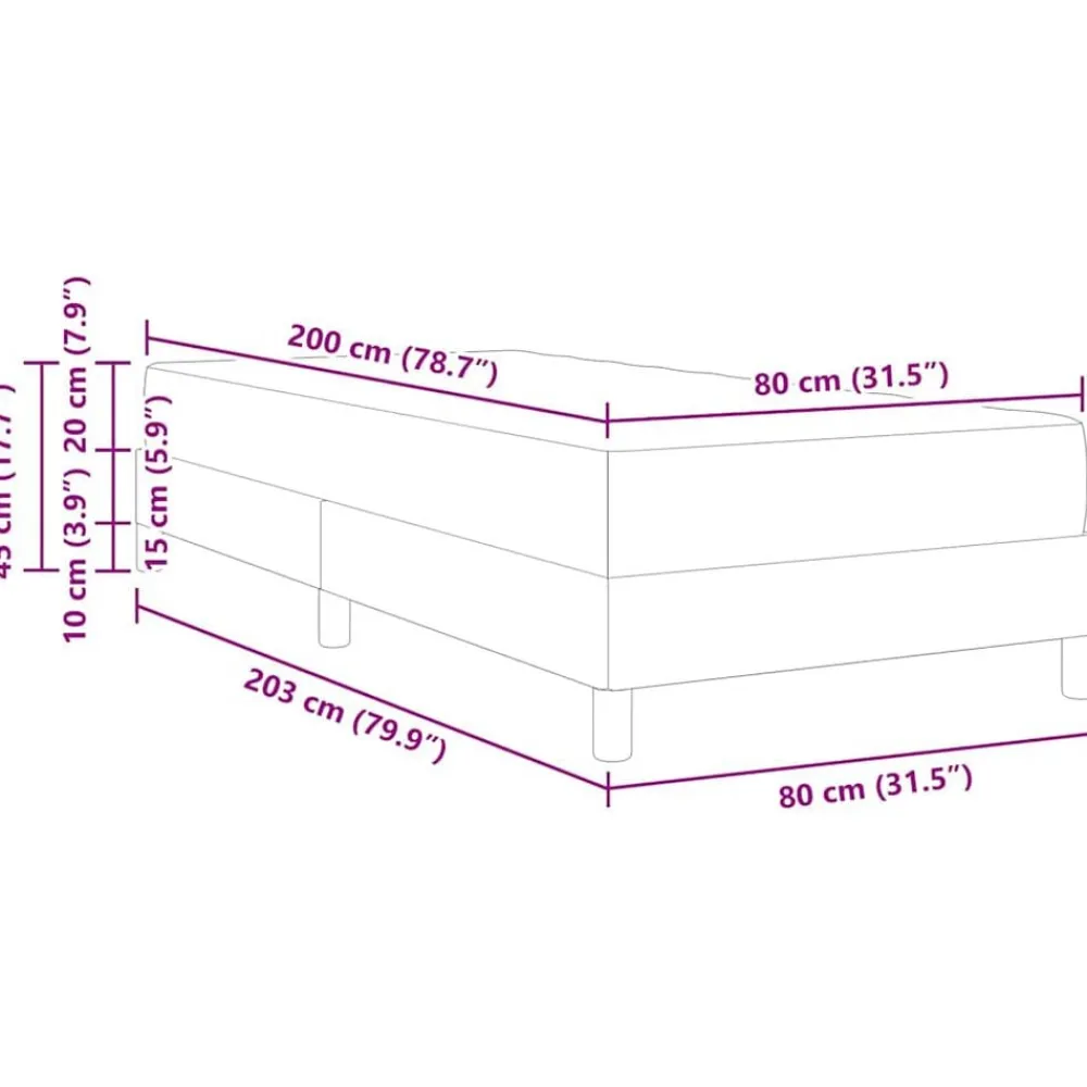 vidaXL Cama tipo Box Spring con colchón 80 x 200 cm tela Gris claro Discount