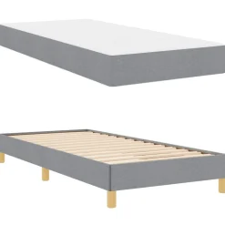vidaXL Cama tipo Box Spring con colchón 80 x 200 cm tela Gris claro Discount