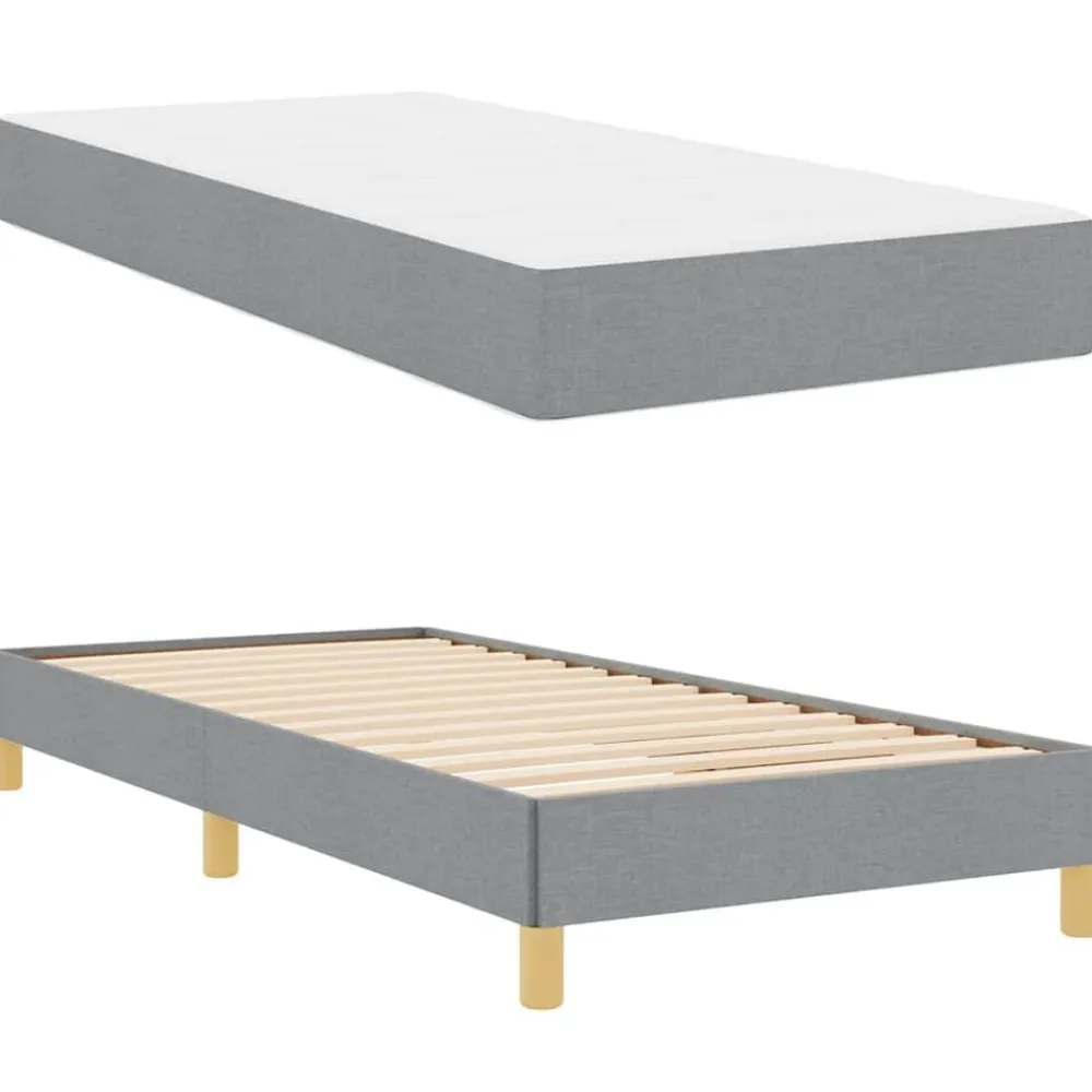 vidaXL Cama tipo Box Spring con colchón 80 x 200 cm tela Gris claro Discount