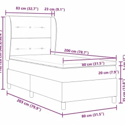 vidaXL Camas Y Accesorios-Cama tipo Box Spring con colchón 80 x 200 cm tela