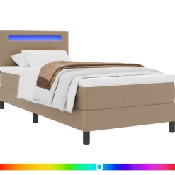 vidaXL Cama tipo Box Spring 90 x 190 cm Cuero sintético Capuchino New