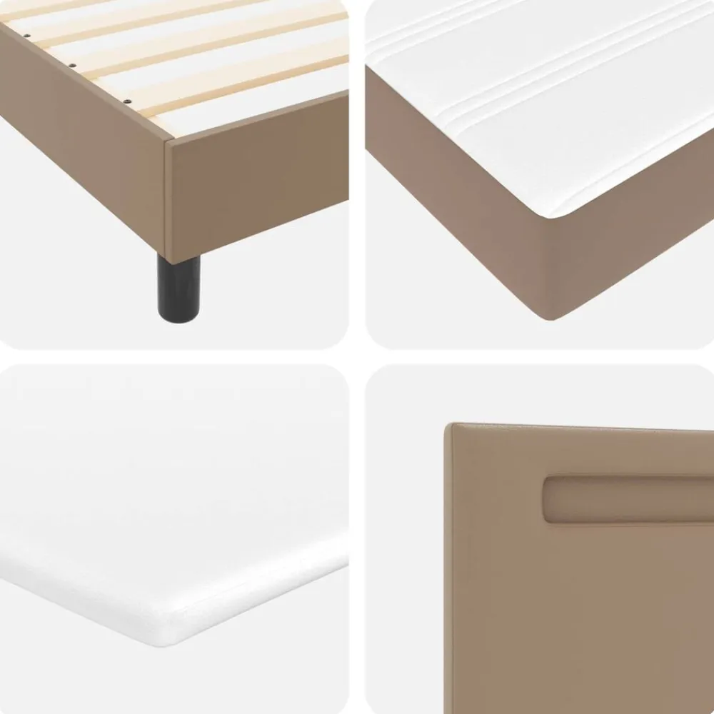vidaXL Cama tipo Box Spring 90 x 190 cm Cuero sintético Capuchino New