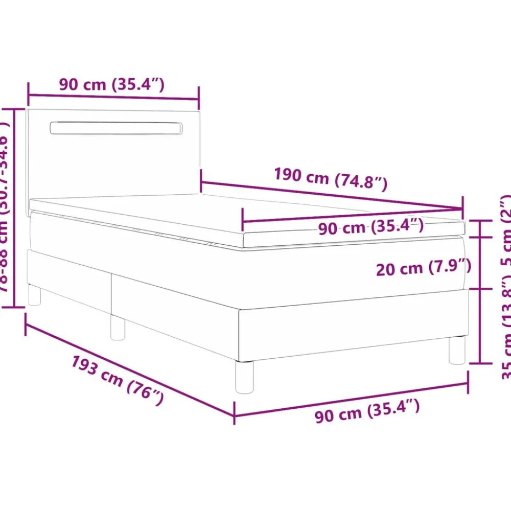 vidaXL Cama tipo Box Spring 90 x 190 cm Cuero sintético Capuchino New