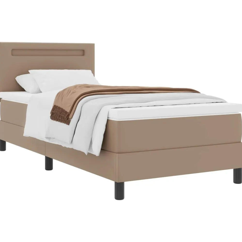 vidaXL Cama tipo Box Spring 90 x 190 cm Cuero sintético Capuchino New