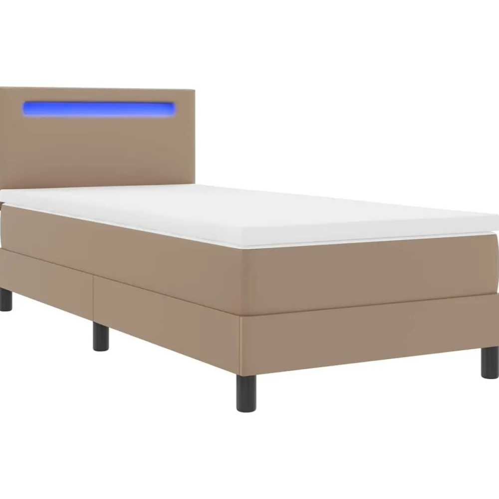 vidaXL Cama tipo Box Spring 90 x 190 cm Cuero sintético Capuchino New