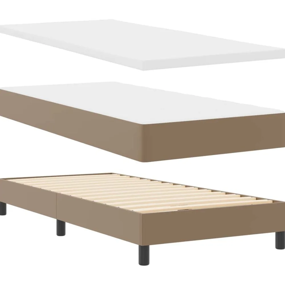 vidaXL Cama tipo Box Spring 90 x 190 cm Cuero sintético Capuchino New