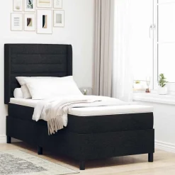 vidaXL Cama tipo Box Spring con colchón 200 x 80 cm tela Negro New