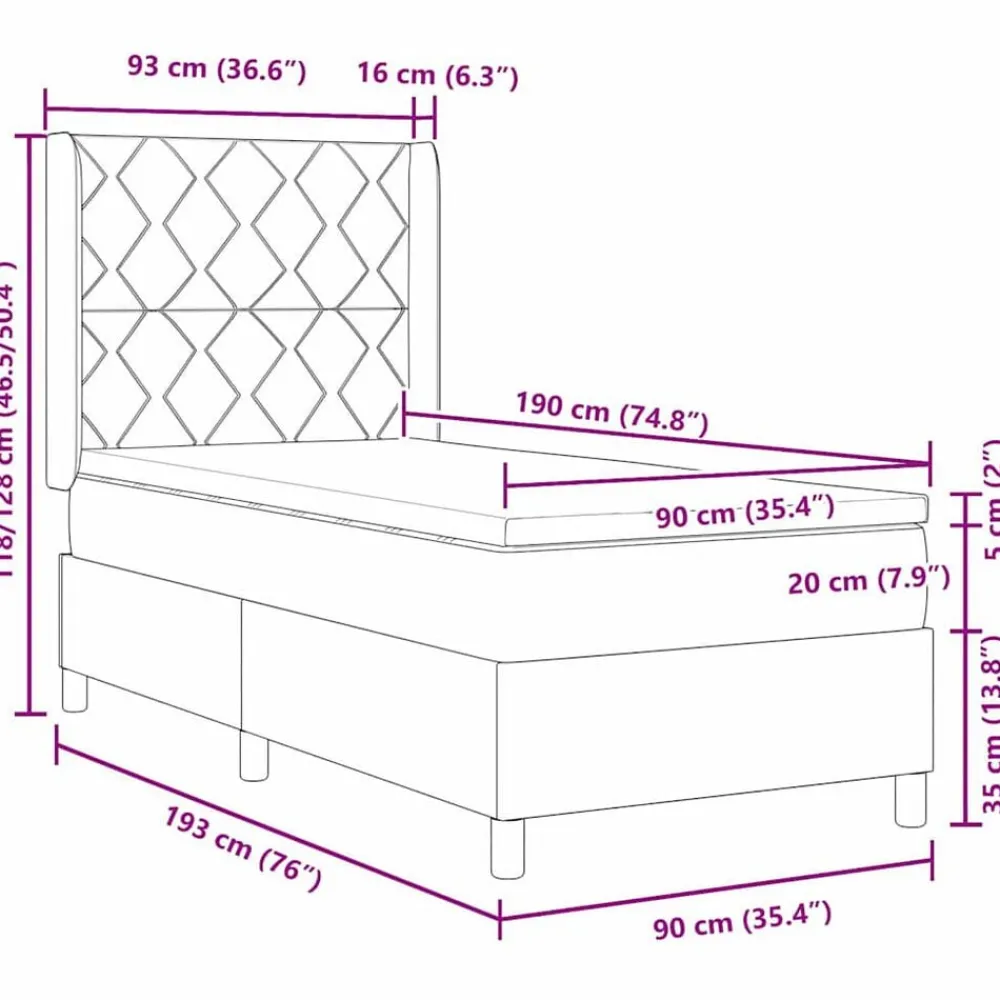 vidaXL Cama tipo Box Spring 90 x 190 cm Terciopelo Gris claro