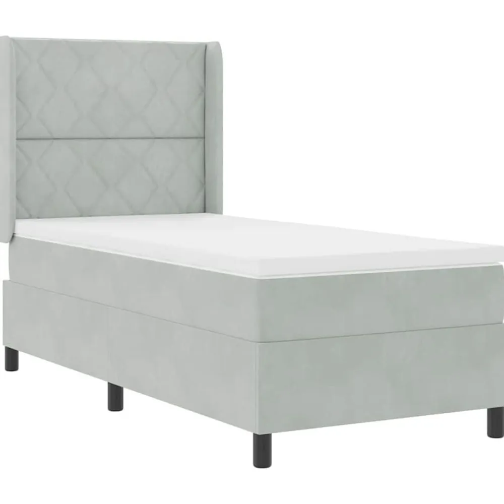 vidaXL Cama tipo Box Spring 90 x 190 cm Terciopelo Gris claro