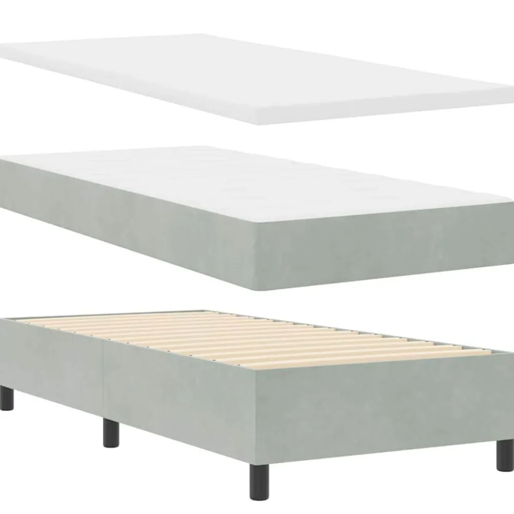vidaXL Cama tipo Box Spring 90 x 190 cm Terciopelo Gris claro