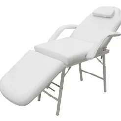 vidaXL Camilla de esteticista cuero sintético blanca 185x78x76 cm Blanco Sale