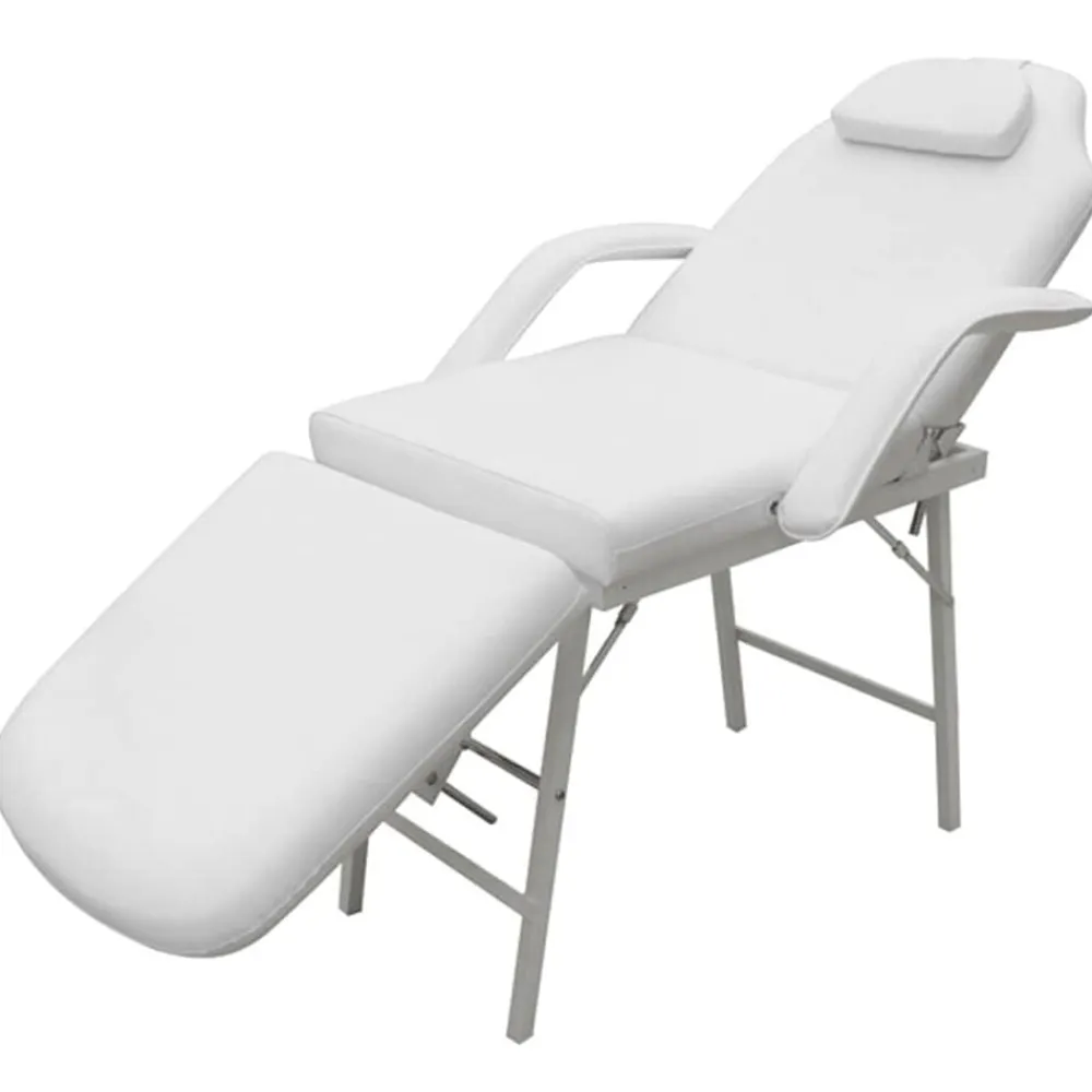 vidaXL Camilla de esteticista cuero sintético blanca 185x78x76 cm Blanco Sale