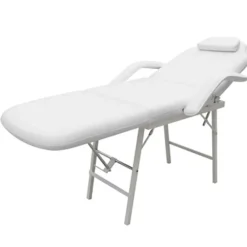 vidaXL Camilla de esteticista cuero sintético blanca 185x78x76 cm Blanco Sale