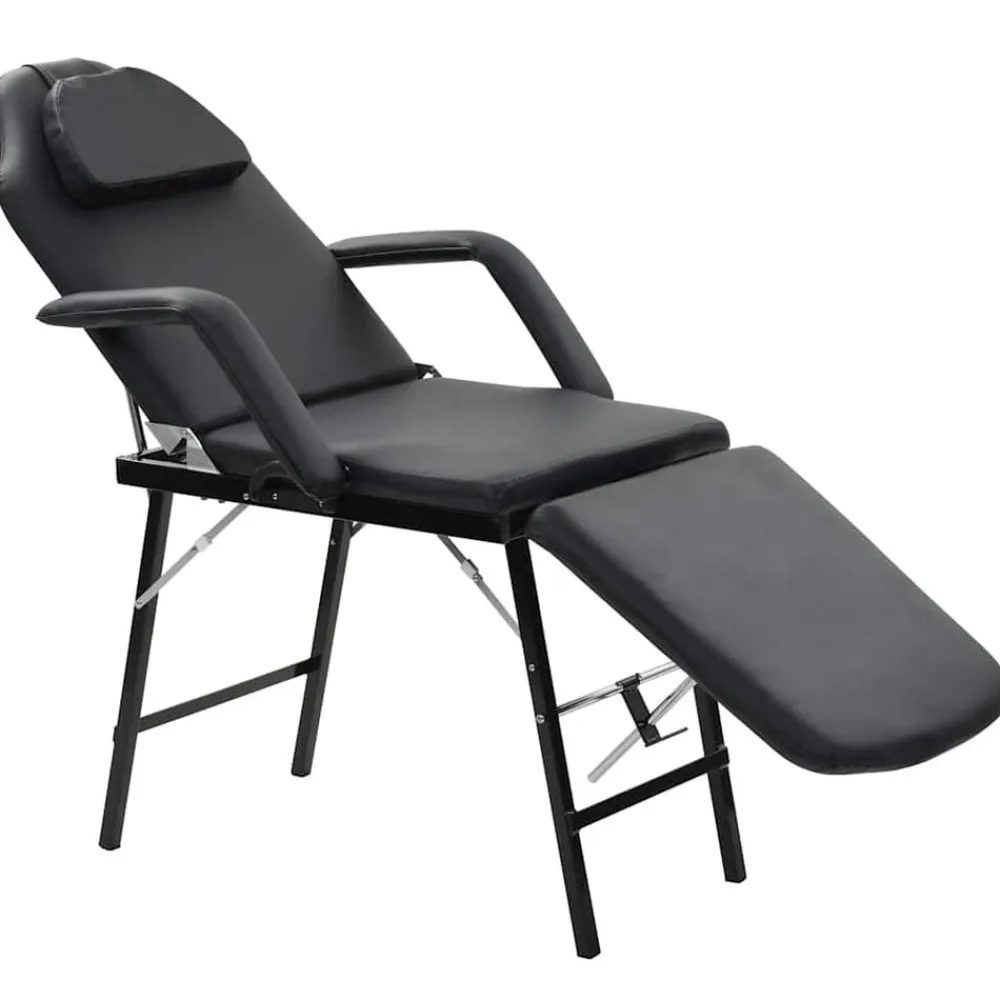 vidaXL Camilla de esteticista cuero sintético 185x78x76 cm negra Negro Best