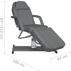 vidaXL Salud Y Belleza-Camilla de masaje gris 180x62x(87-112) cm