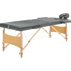 vidaXL Camilla de masaje 3 zonas estructura madera 186x68 cm Antracita