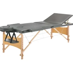 vidaXL Camilla de masaje 3 zonas estructura madera 186x68 cm Antracita
