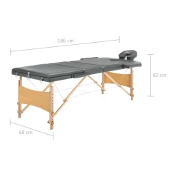 vidaXL Camilla de masaje 3 zonas estructura madera 186x68 cm Antracita