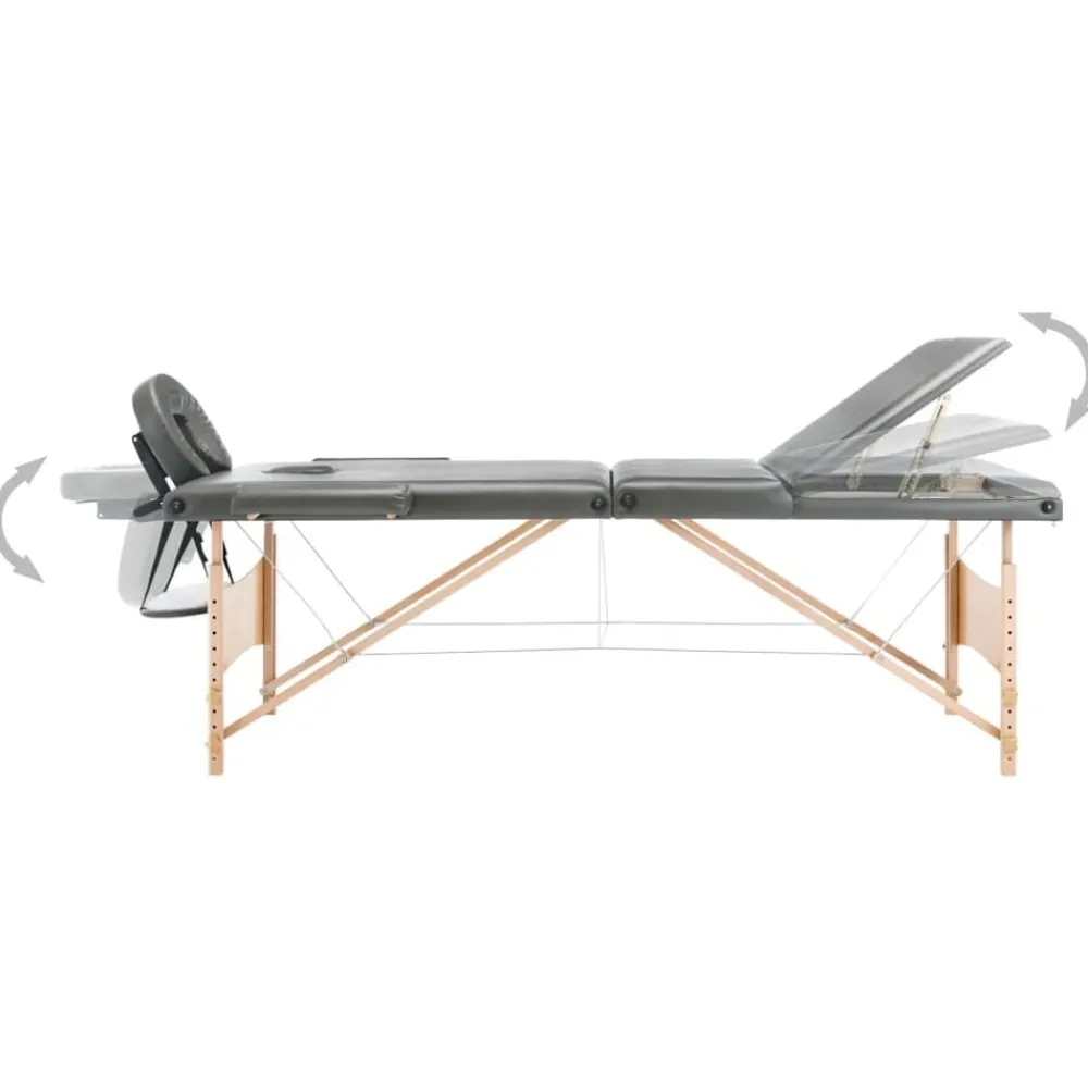 vidaXL Camilla de masaje 3 zonas estructura madera 186x68 cm Antracita