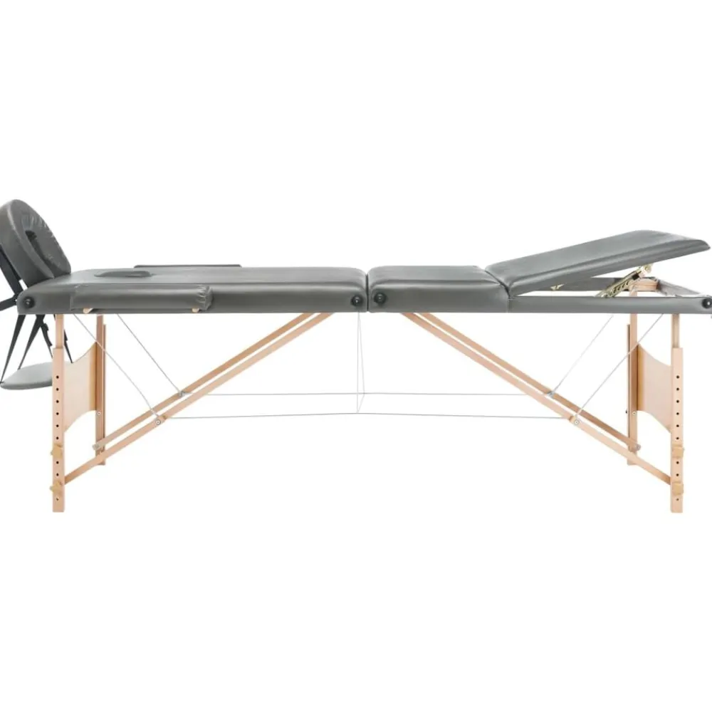 vidaXL Camilla de masaje 3 zonas estructura madera 186x68 cm Antracita