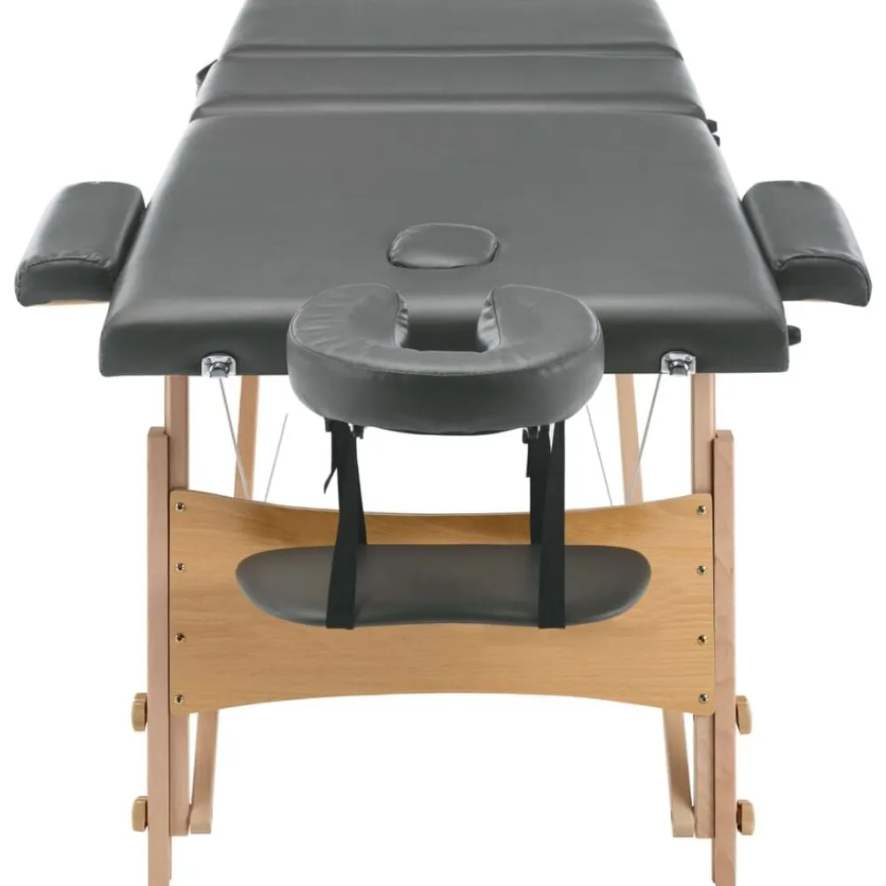vidaXL Camilla de masaje 3 zonas estructura madera 186x68 cm Antracita