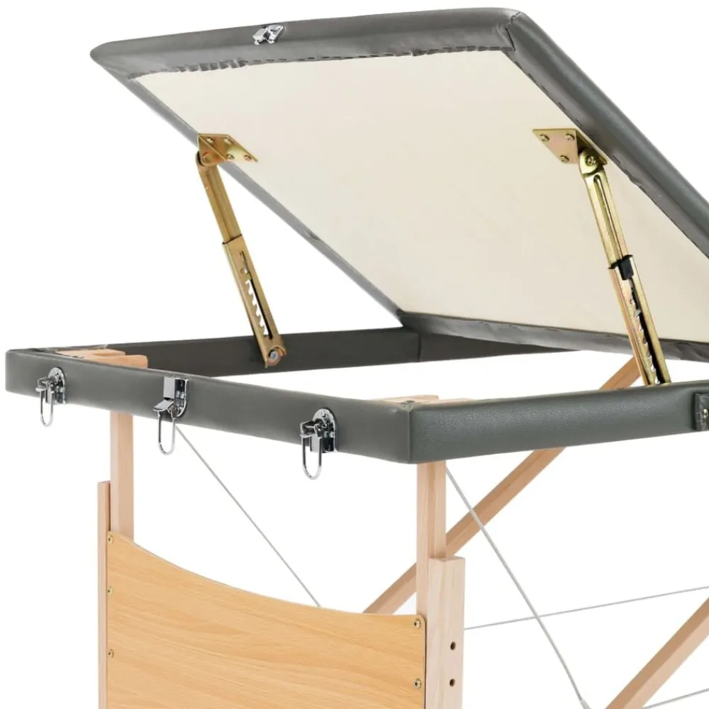 vidaXL Camilla de masaje 3 zonas estructura madera 186x68 cm Antracita