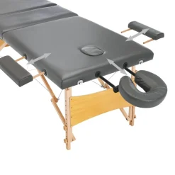 vidaXL Camilla de masaje 3 zonas estructura madera 186x68 cm Antracita