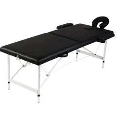 vidaXL Camilla de masaje plegable 2 zonas estructura de aluminio negra Negro