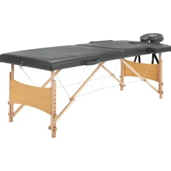 vidaXL Salud Y Belleza-Camilla de masaje 2 zonas estructura madera 186x68 cm