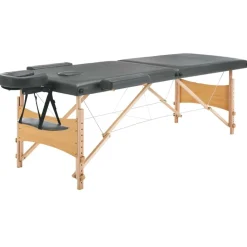 vidaXL Salud Y Belleza-Camilla de masaje 2 zonas estructura madera 186x68 cm