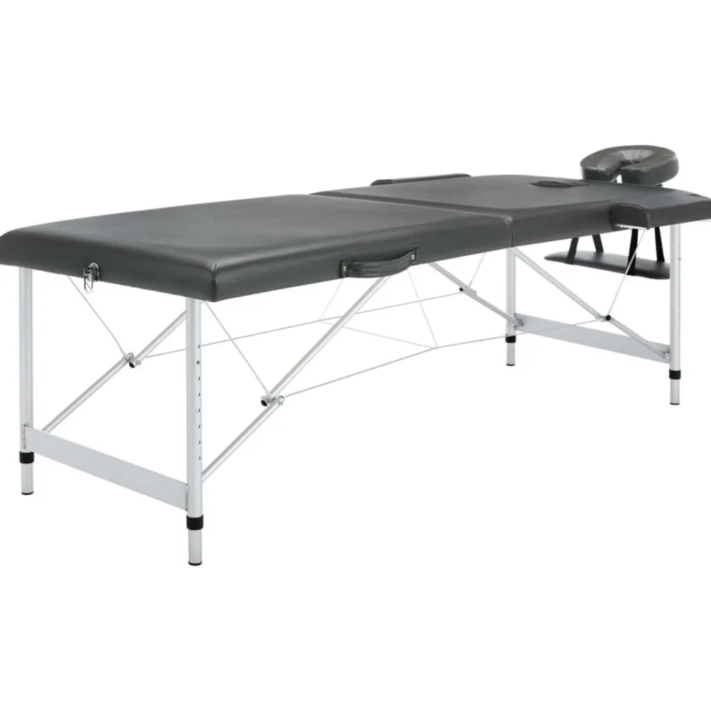 vidaXL Camilla de masaje 2 zonas marco aluminio 186x68 cm Antracita New