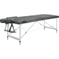 vidaXL Camilla de masaje 2 zonas marco aluminio 186x68 cm Antracita New