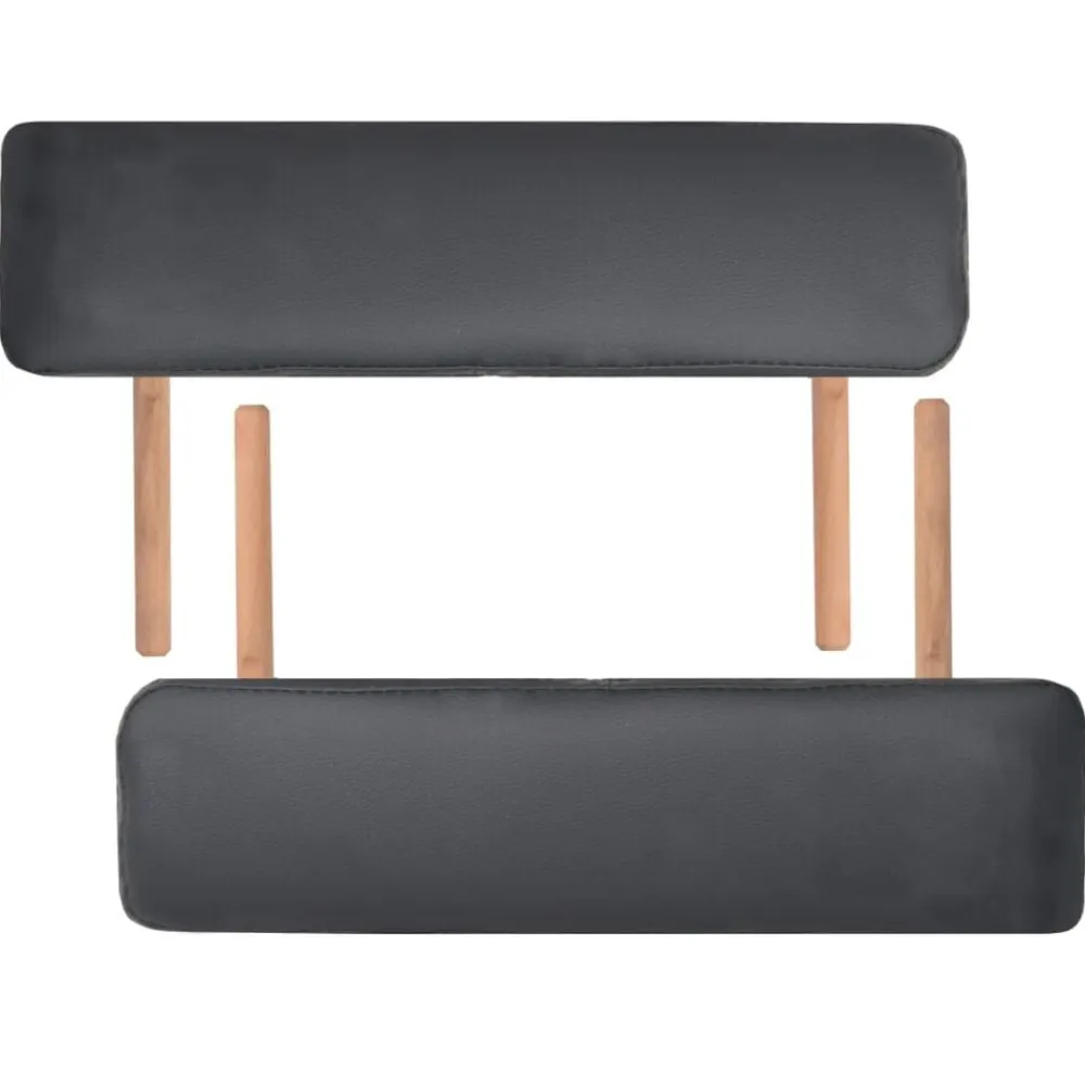 vidaXL Camilla de masaje y taburete plegable 2 zonas 10 cm Negro