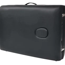 vidaXL Camilla de masaje y taburete plegable 2 zonas 10 cm Negro